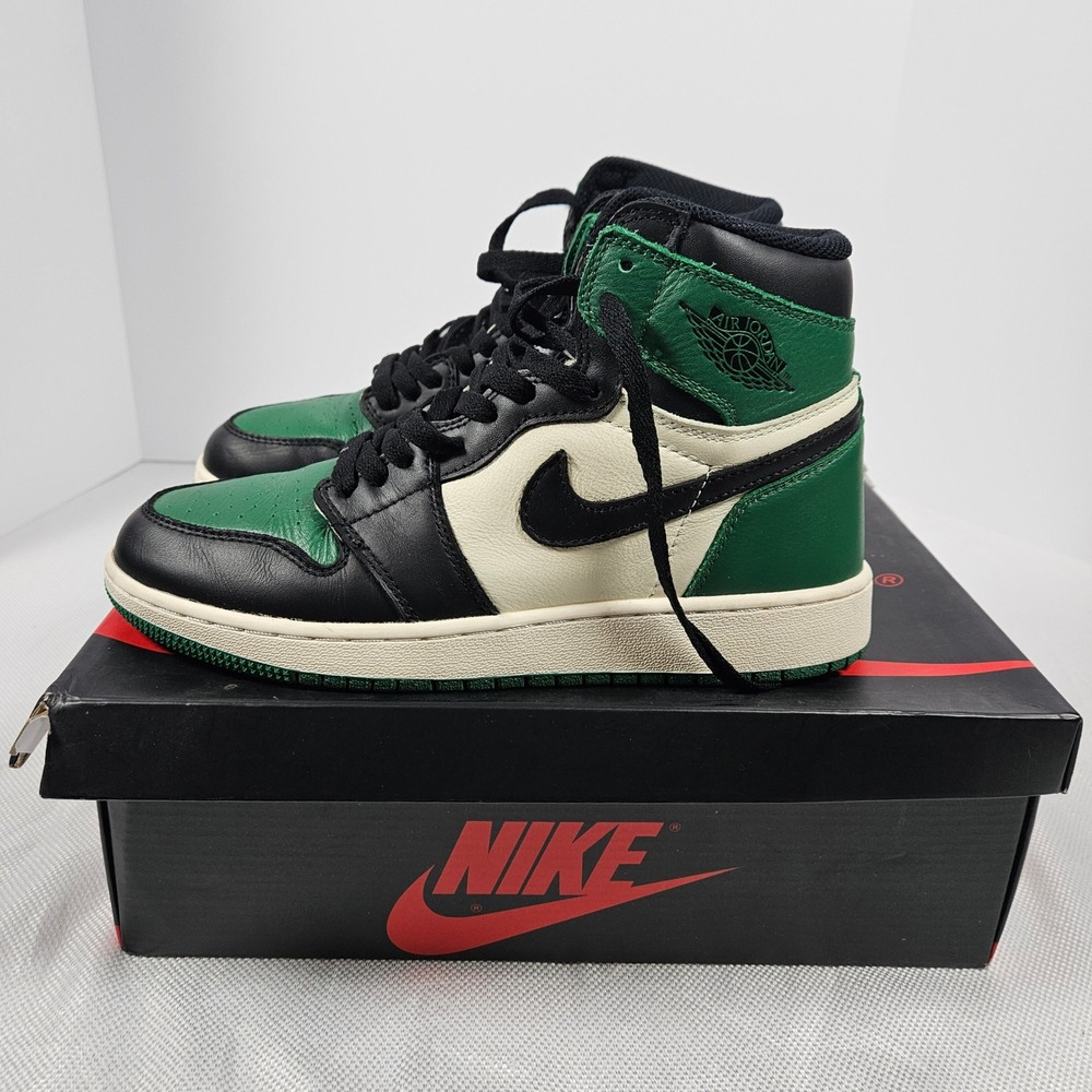 Nike Air Jordan 1 Retro High OG Pine Green Black Sail 575441-302 Kids Size 6.5Y